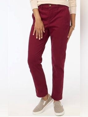 J. Crew High-Rise Girlfriend Chino Pants in Burgundy